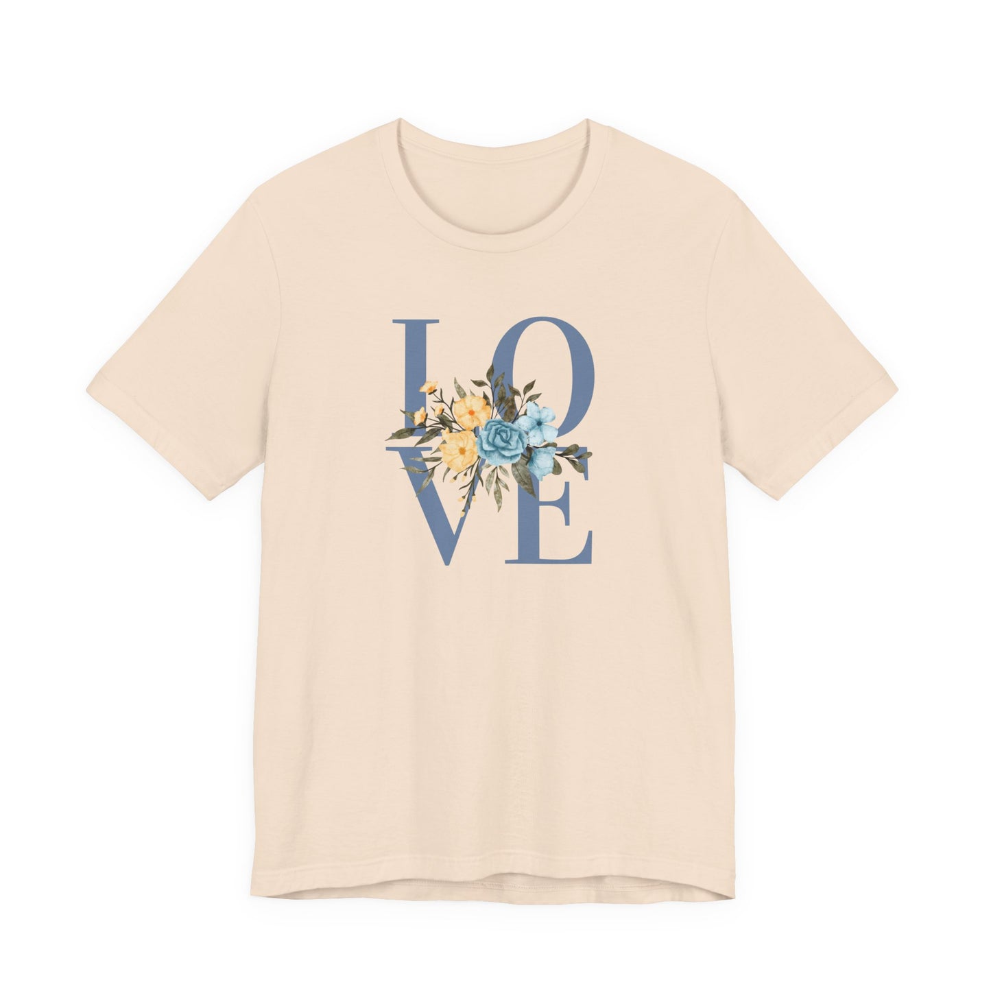 LOVE Blue Typography with Blue & Yellow Flowers