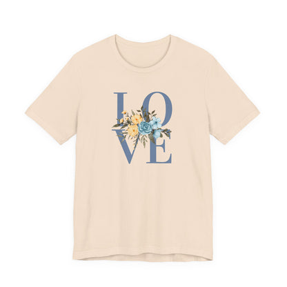 LOVE Blue Typography with Blue & Yellow Flowers