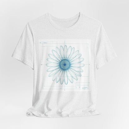 Blueprint of a Daisy — Floral Technical Drawing Tee