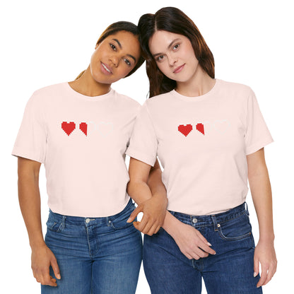 Pixel Heart Tee — Low Battery Love T‑Shirt