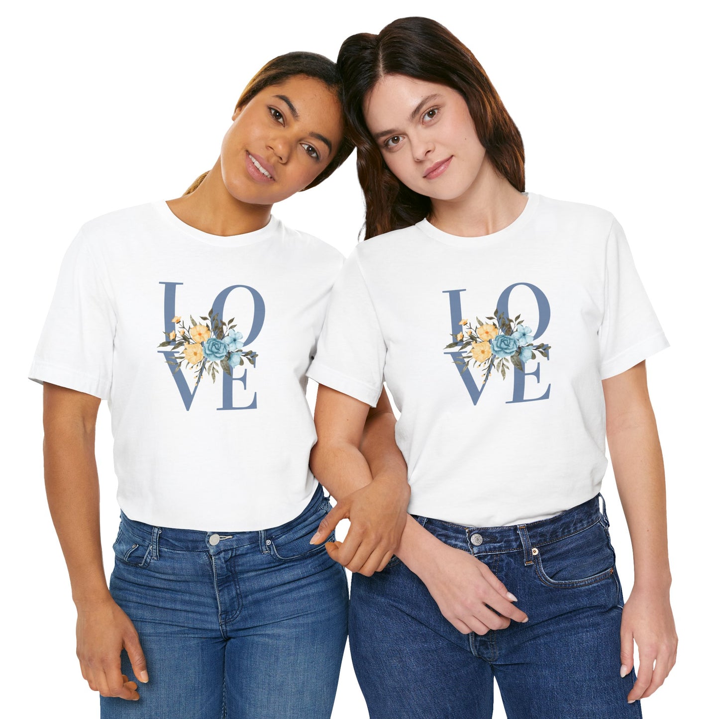 LOVE Blue Typography with Blue & Yellow Flowers