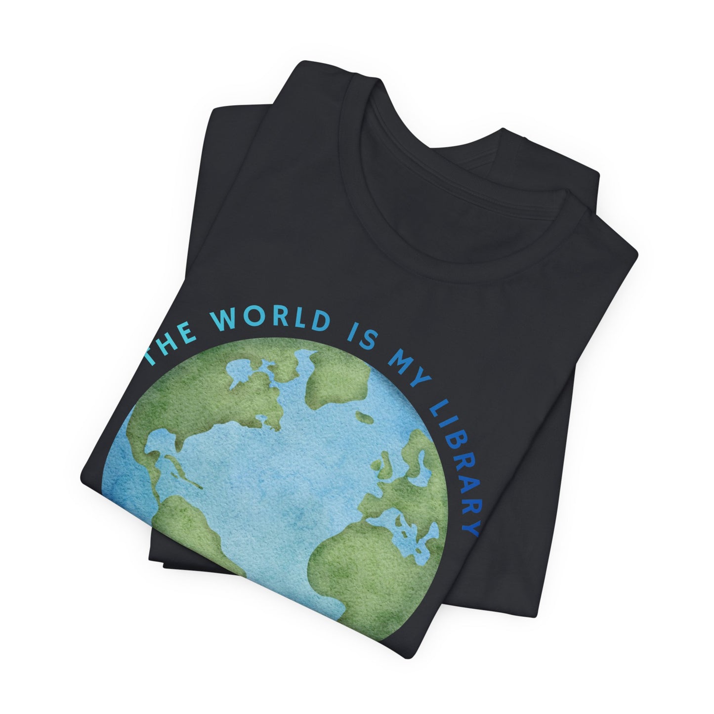 The World Is My Library T-Shirt — Earth Illustration Reading Travel Tee