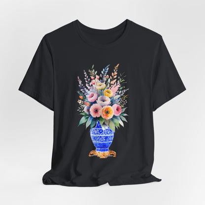 Classic Floral Vase – Minimal Feel-Good Unisex Tee
