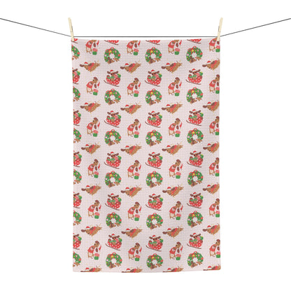 Christmas Dog & Wreath Microfiber Tea Towel – Festive Holiday Kitchen Décor