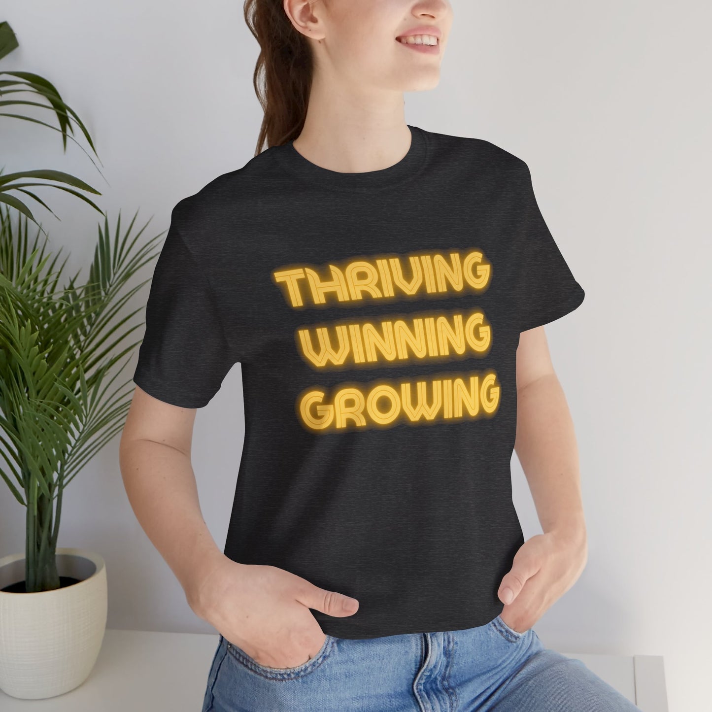 Thriving Winning Growing Shirt — Motivational Retro Neon Graphic T-Shirt