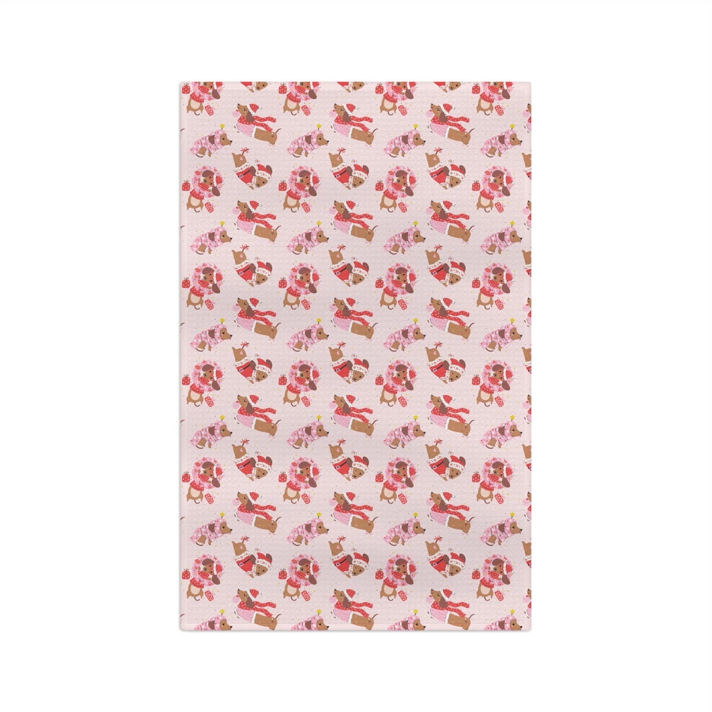 Pink Santa Dog Microfiber Towel- Holiday Decorating and Gifting