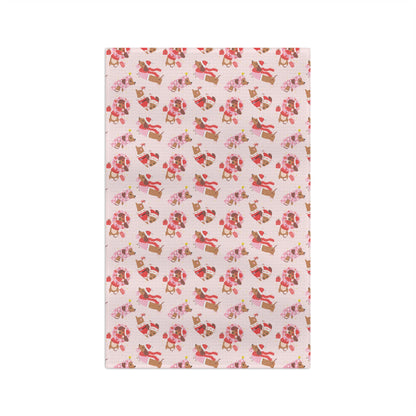 Pink Santa Dog Microfiber Towel- Holiday Decorating and Gifting