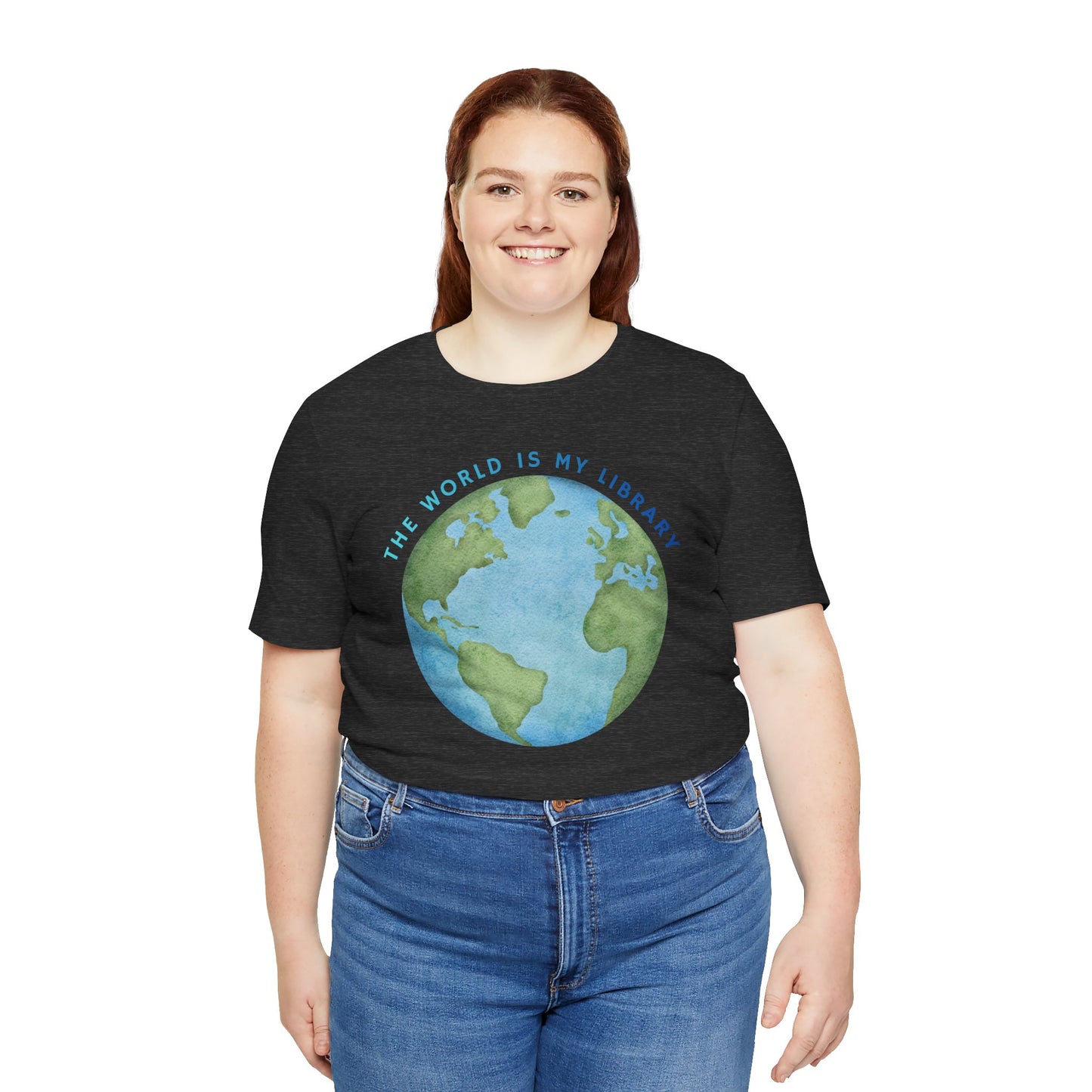 The World Is My Library T-Shirt — Earth Illustration Reading Travel Tee