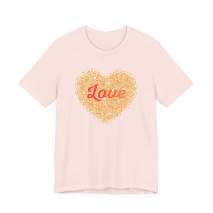 Gold Glitter Love Heart Graphic Tee