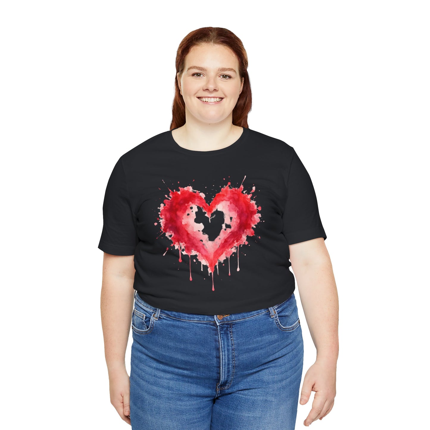 Watercolor Heart T-Shirt — Dripping Red Heart Tee