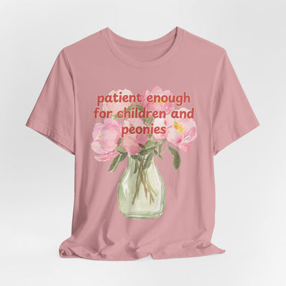 Patient enough for children and peonies - Teacher Floral Peony Tee