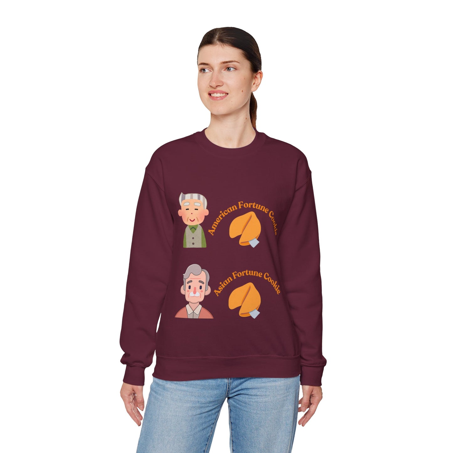 American vs Asian Fortune Cookie Crewneck – Funny Cozy Sweatshirt