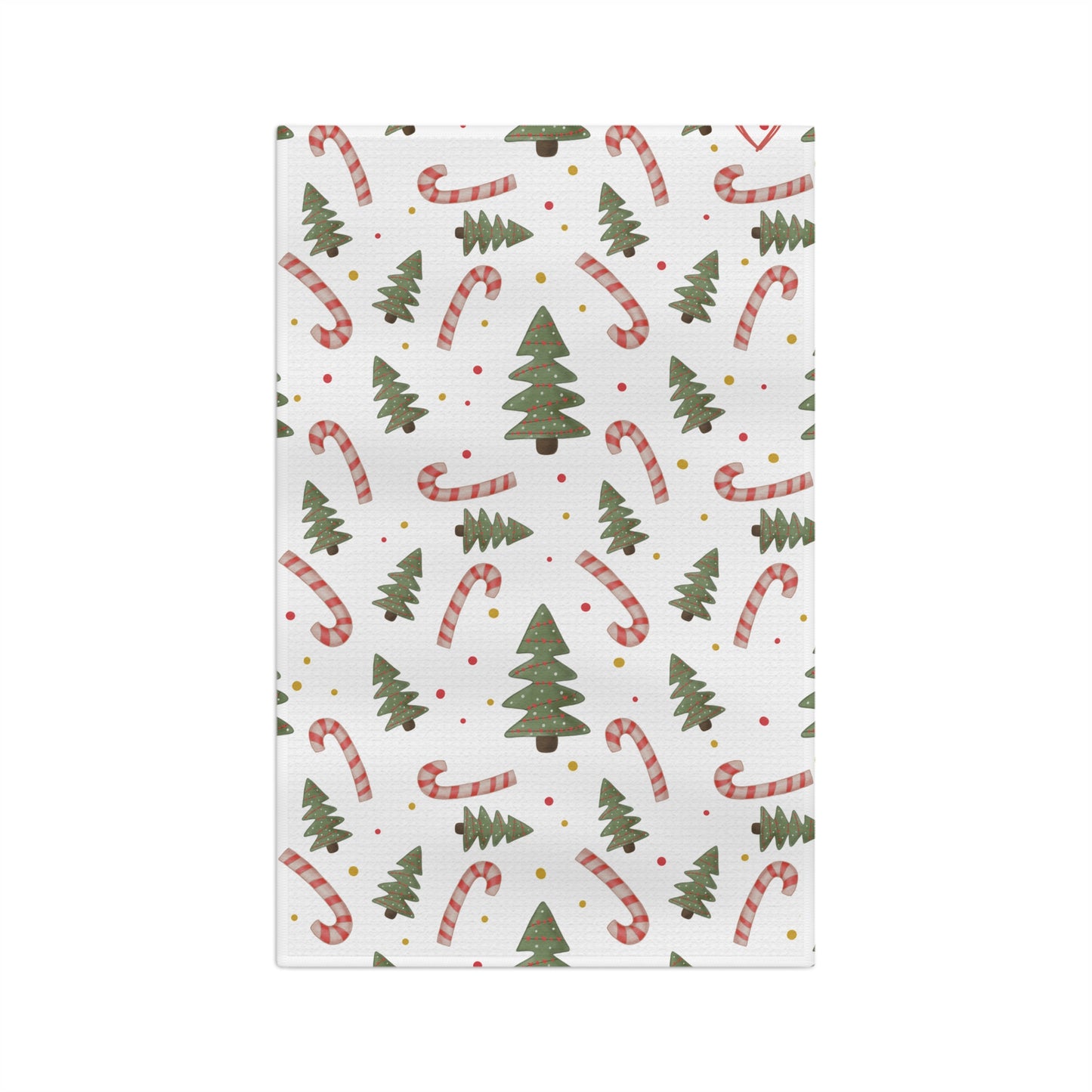 Christmas Candy Cane & Tree Microfiber Tea Towel — Festive Holiday Kitchen Decor