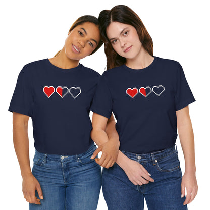 Pixel Heart Tee — Low Battery Love T‑Shirt