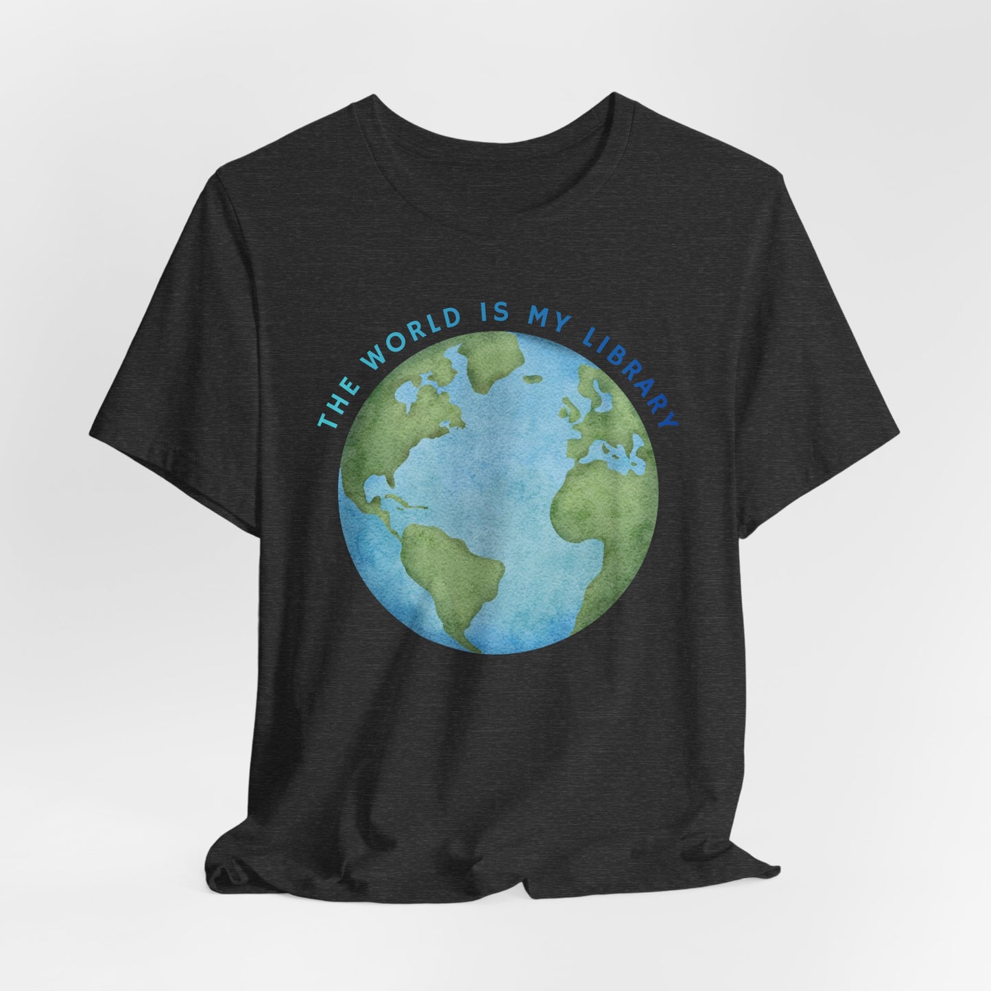 The World Is My Library T-Shirt — Earth Illustration Reading Travel Tee