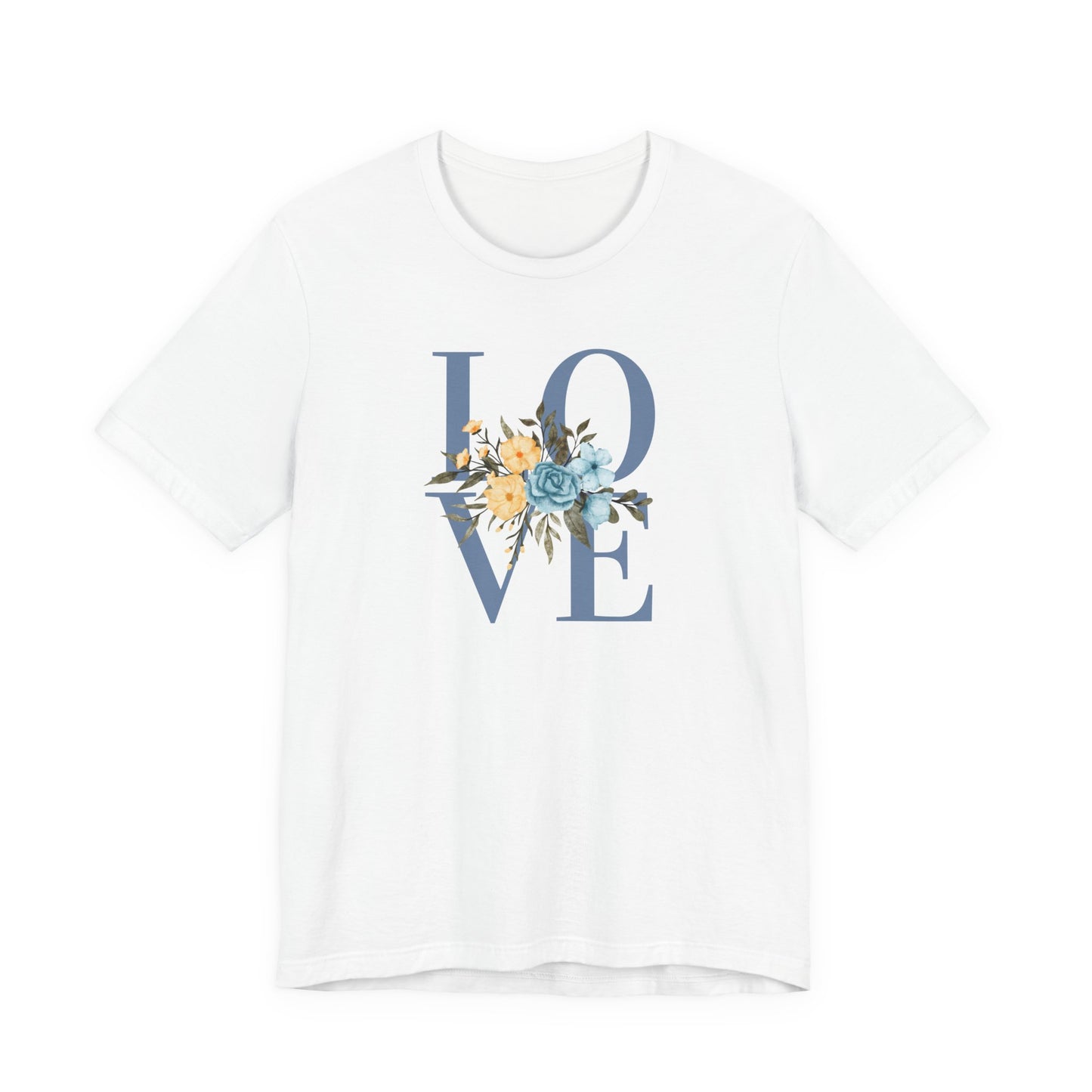 LOVE Blue Typography with Blue & Yellow Flowers