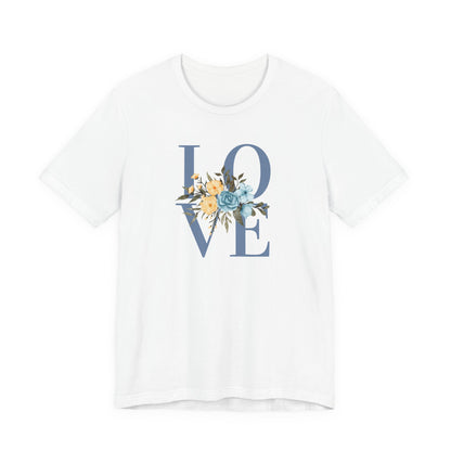 LOVE Blue Typography with Blue & Yellow Flowers