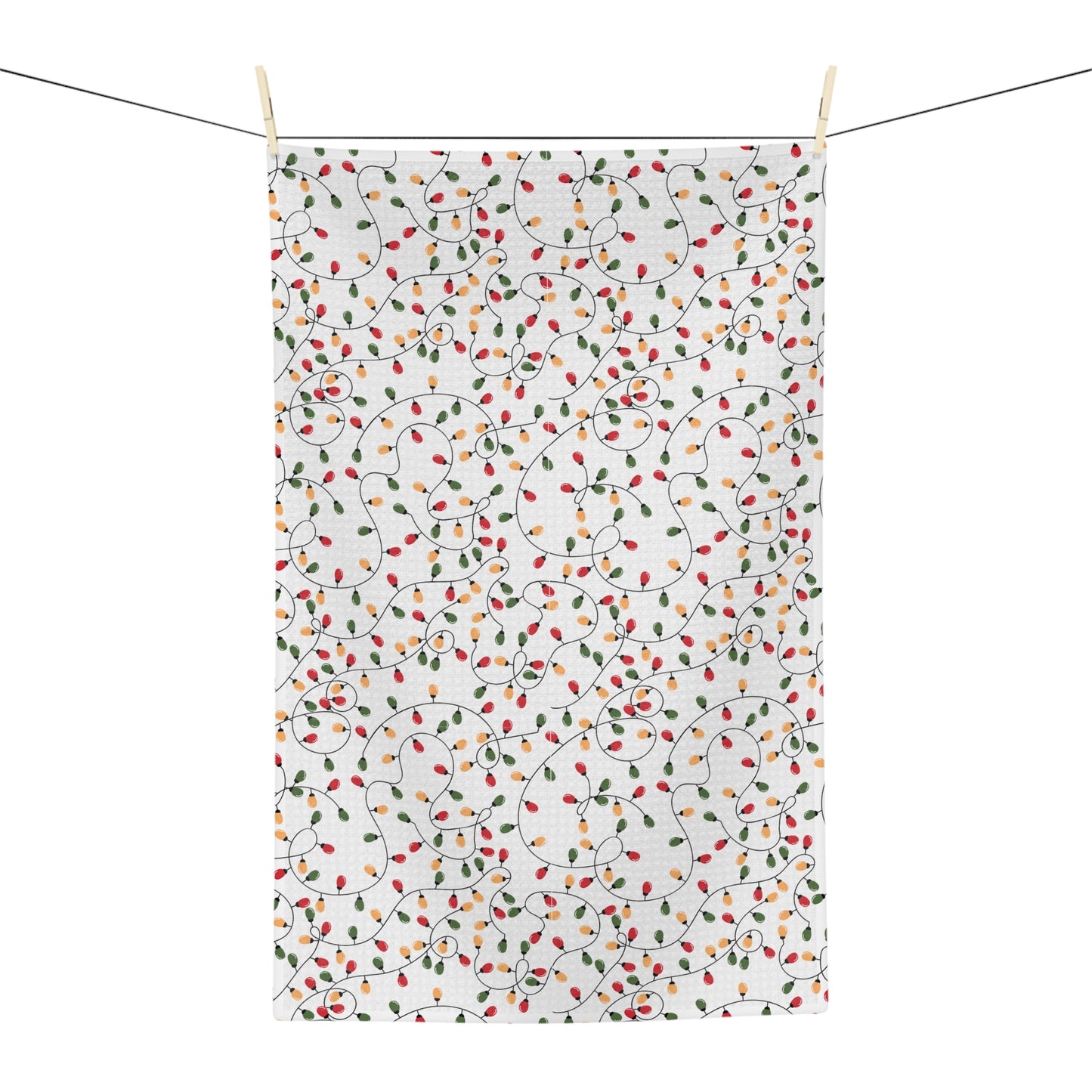 Holiday String Lights Microfiber Tea Towel — Christmas Kitchen Decor