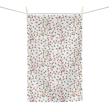 Holiday String Lights Microfiber Tea Towel — Christmas Kitchen Decor