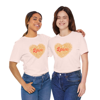 Gold Glitter Love Heart Graphic Tee