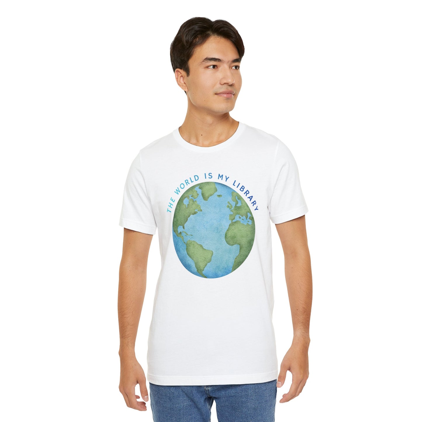 The World Is My Library T-Shirt — Earth Illustration Reading Travel Tee