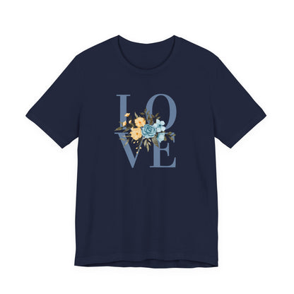 LOVE Blue Typography with Blue & Yellow Flowers