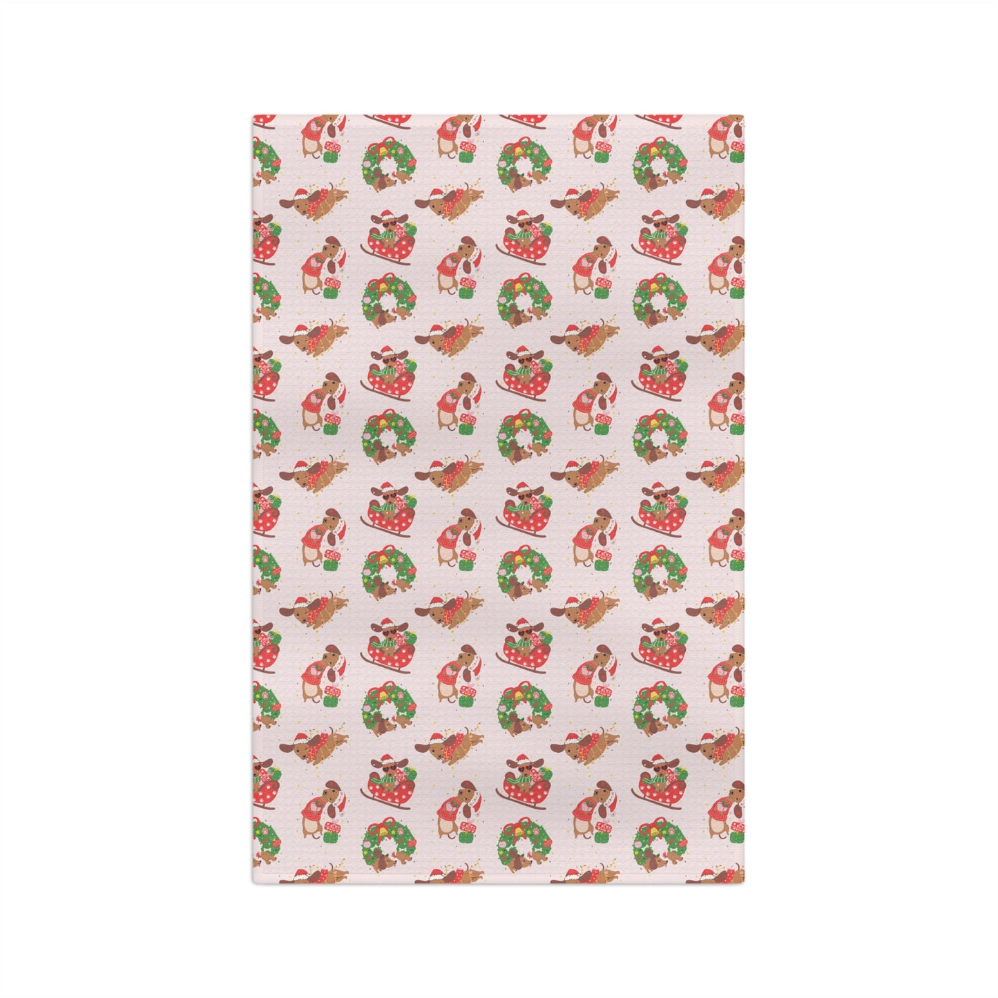 Christmas Dog & Wreath Microfiber Tea Towel – Festive Holiday Kitchen Décor