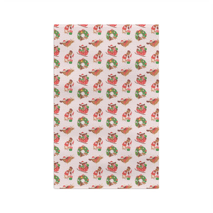 Christmas Dog & Wreath Microfiber Tea Towel – Festive Holiday Kitchen Décor