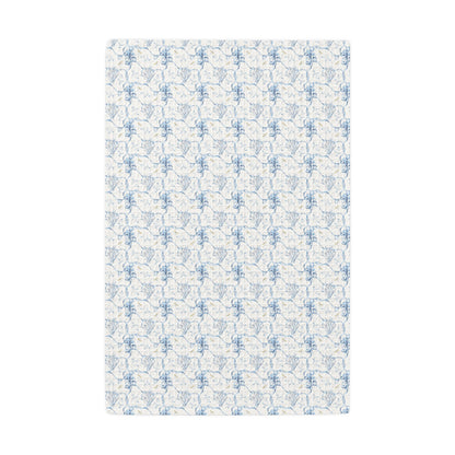 Blue Floral Kitchen Towel – Botanical Pattern Kitchen Decor in Off White & Soft Blue