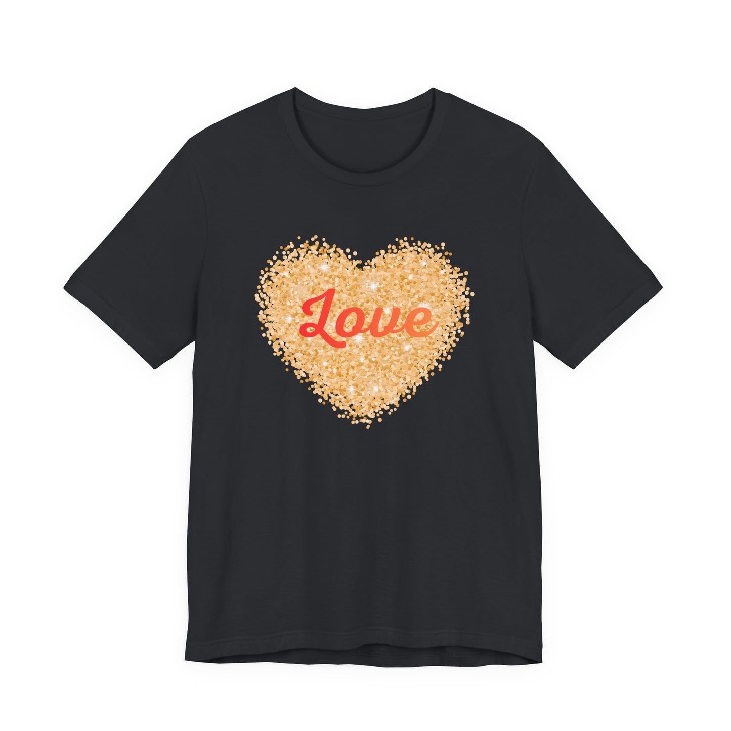 Gold Glitter Love Heart Graphic Tee