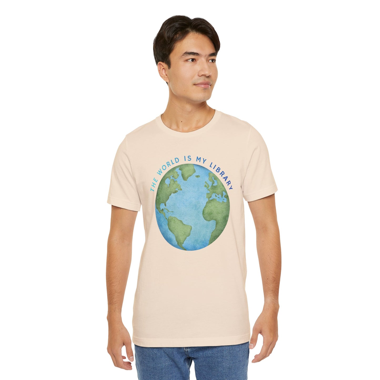 The World Is My Library T-Shirt — Earth Illustration Reading Travel Tee