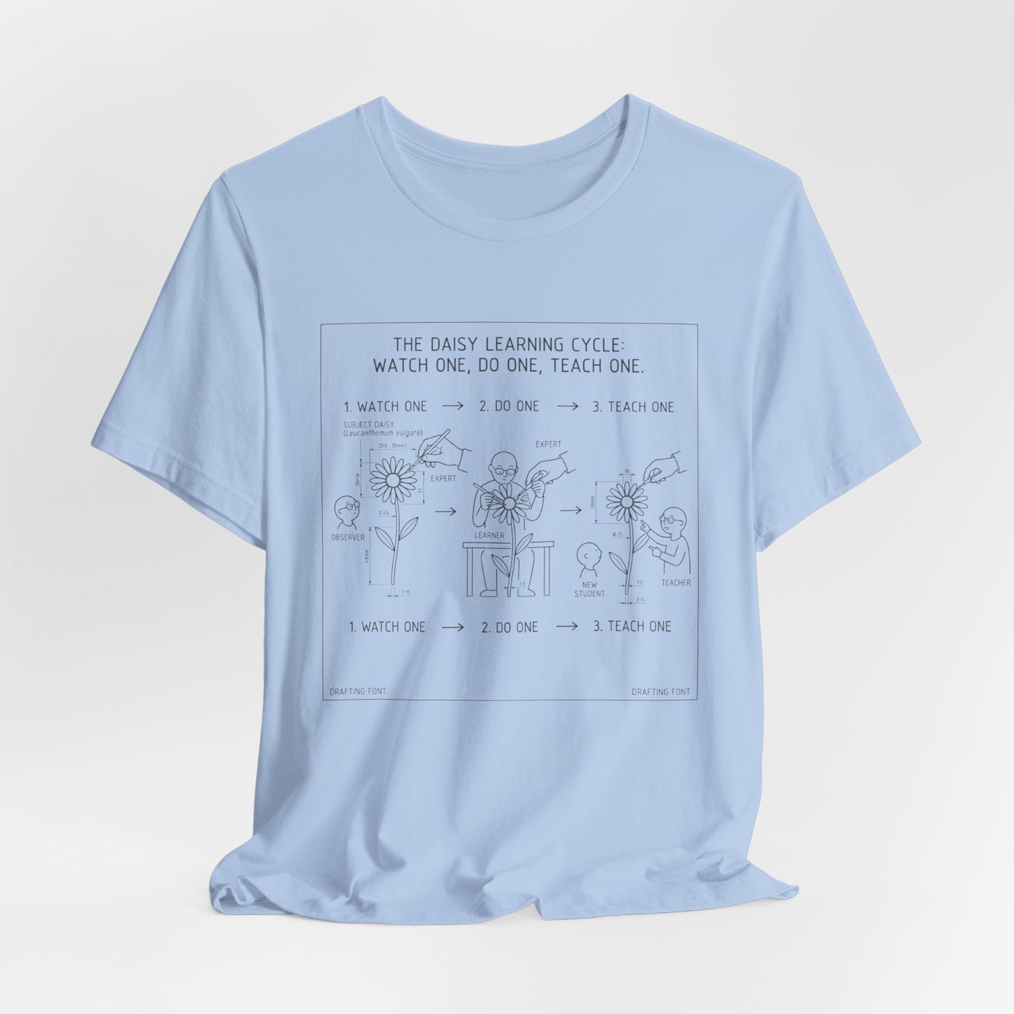 Learning Cycle T-Shirt — Botanical Graphic Tee with Comic Text