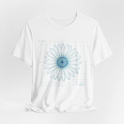 Blueprint of a Daisy — Floral Technical Drawing Tee