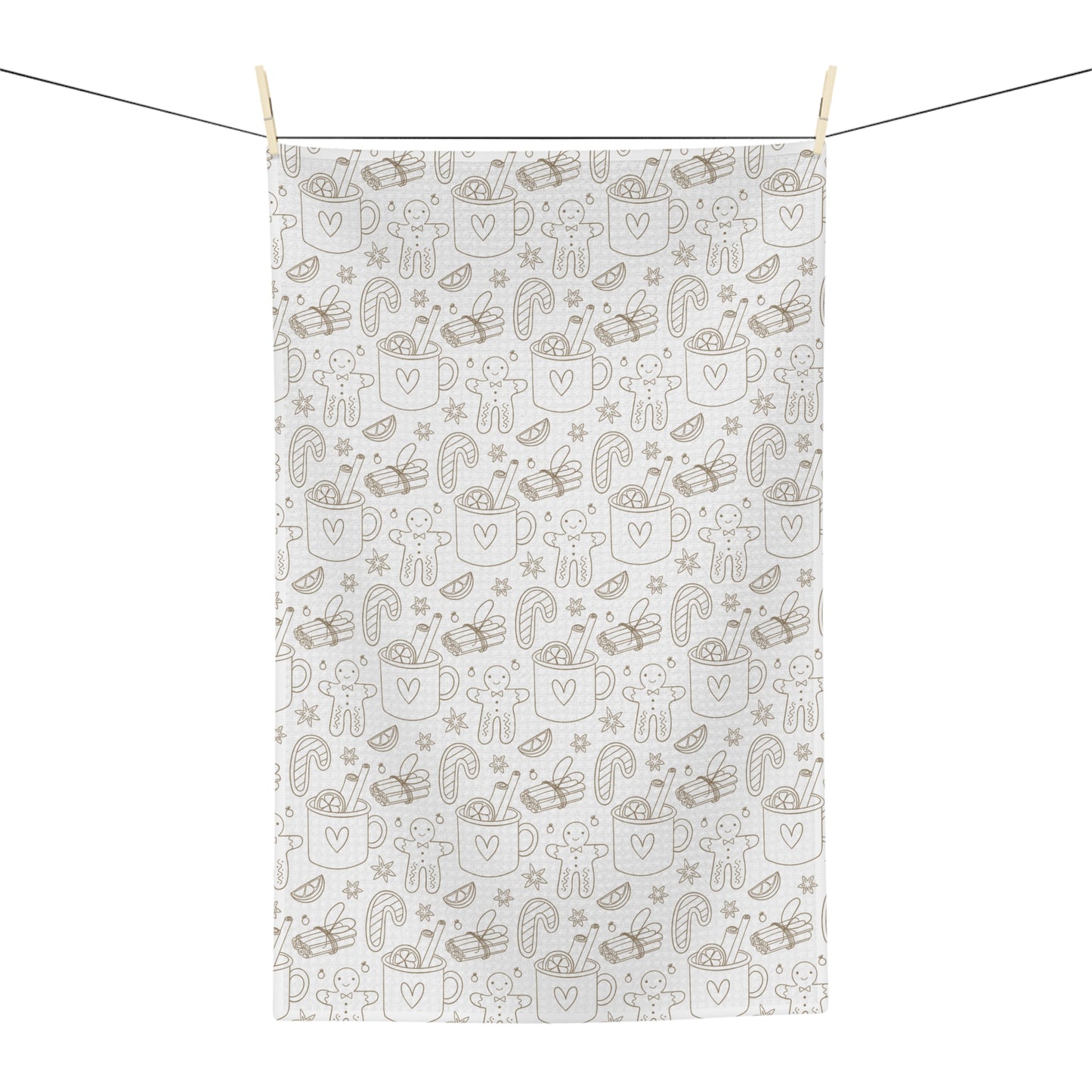 Minimalist Christmas Microfiber Towel — Cozy Tea Towel with Mug & Cookie Pattern